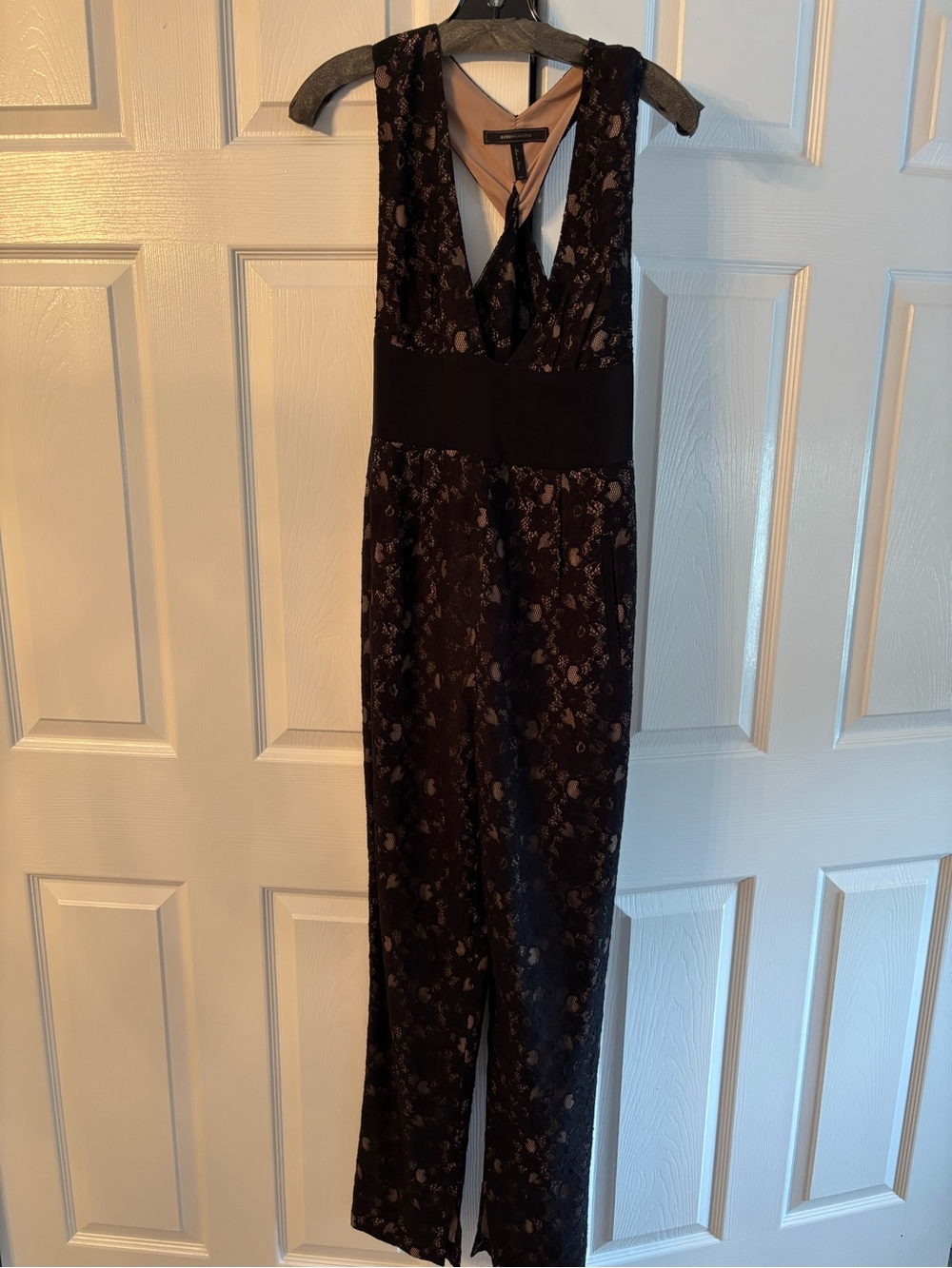BCBG Black Lace Sleeveless V-Neck Jumpsuit